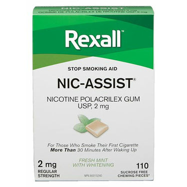 Rexall Nic-Assist Nicotine Gum Regular Strength 2 mg Fresh Mint
